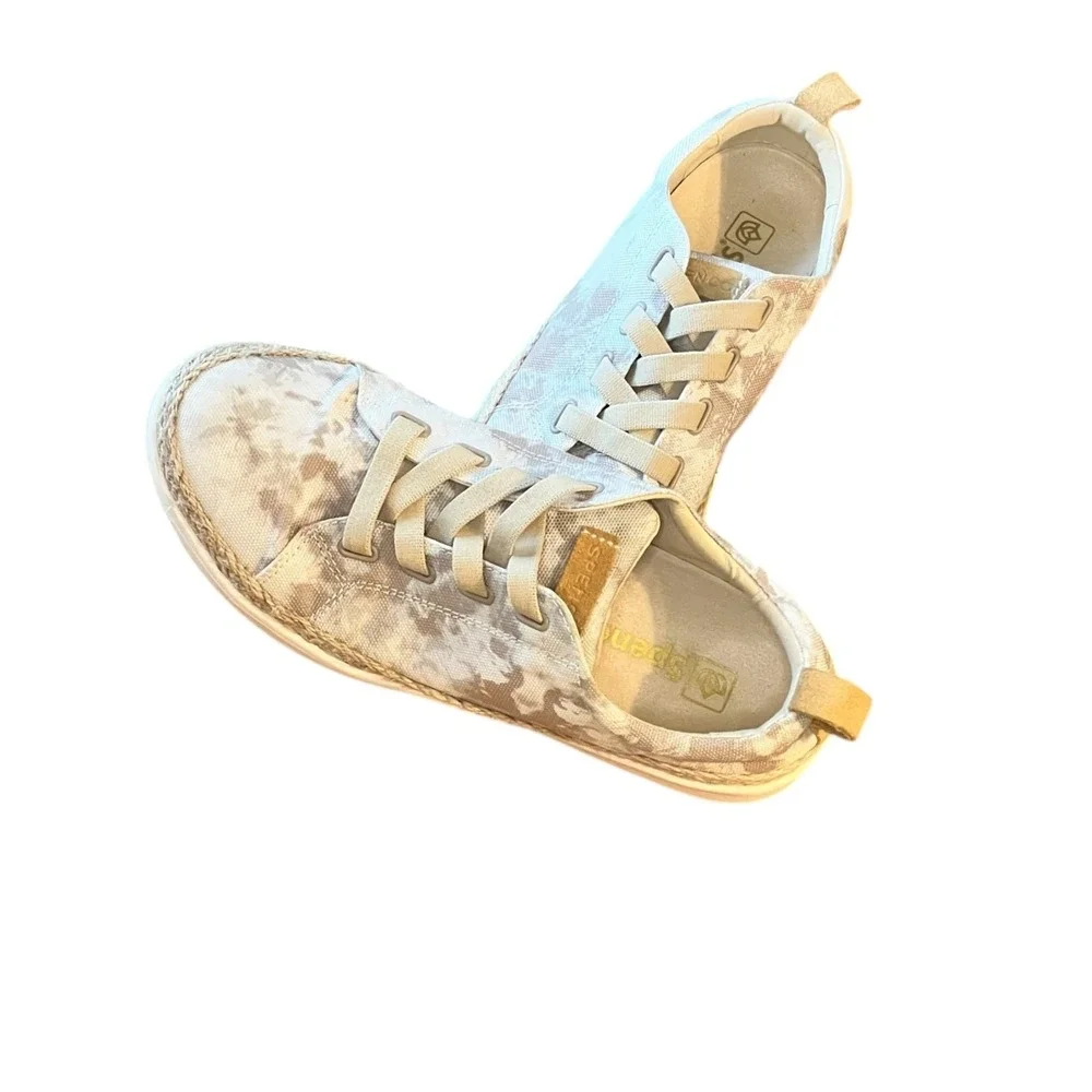 Spenco Malibu 21 Slip On Comfort‎ Sneakers Gray Tie Dye Canvas No Tie 8.5D